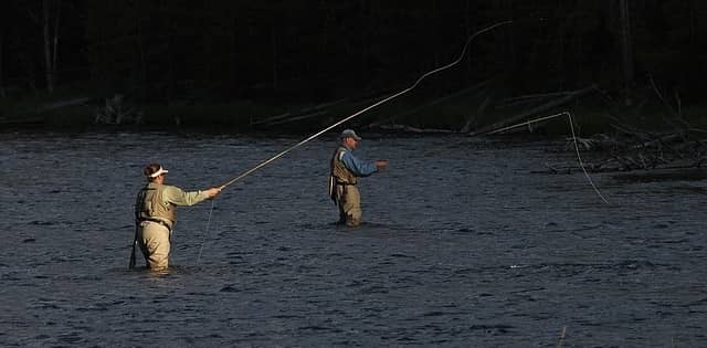 Fly fishing in a river