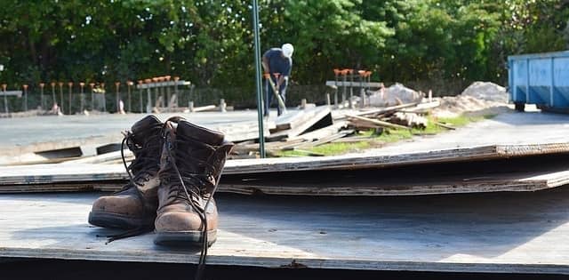 work boots at a construction site