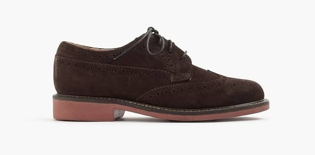 One single brown suede shoe