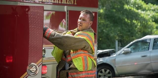 Fire Fighter wearing protective equipment