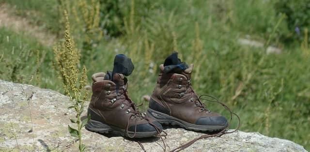 hiking boots and socks drying out